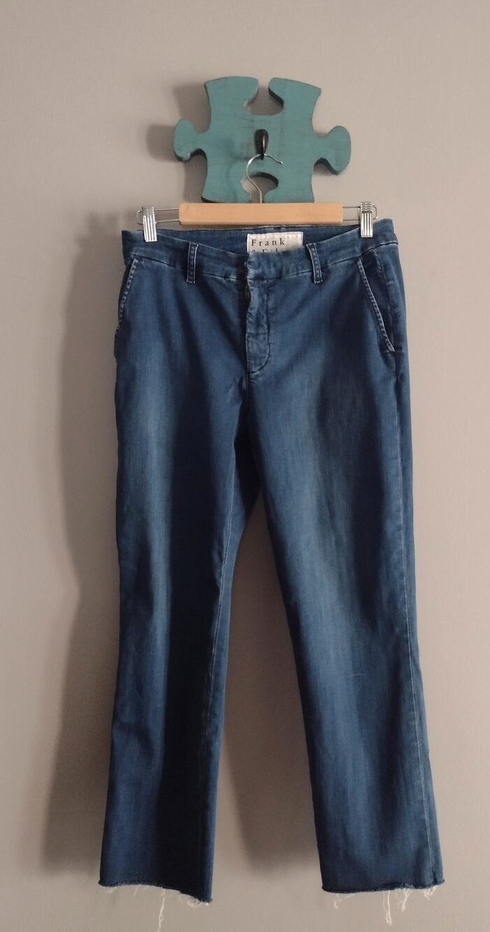 Frank & Eileen Wicklow Crop Jeans Blue Raw Hem Size 10